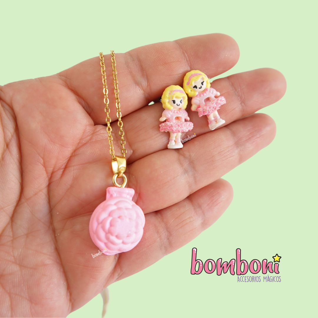 Collar y aretes polly bailarina