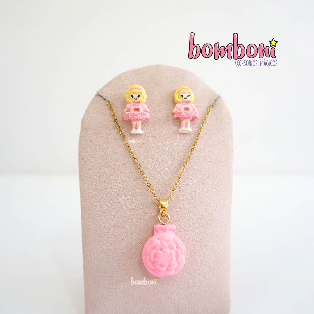 Collar y aretes polly bailarina