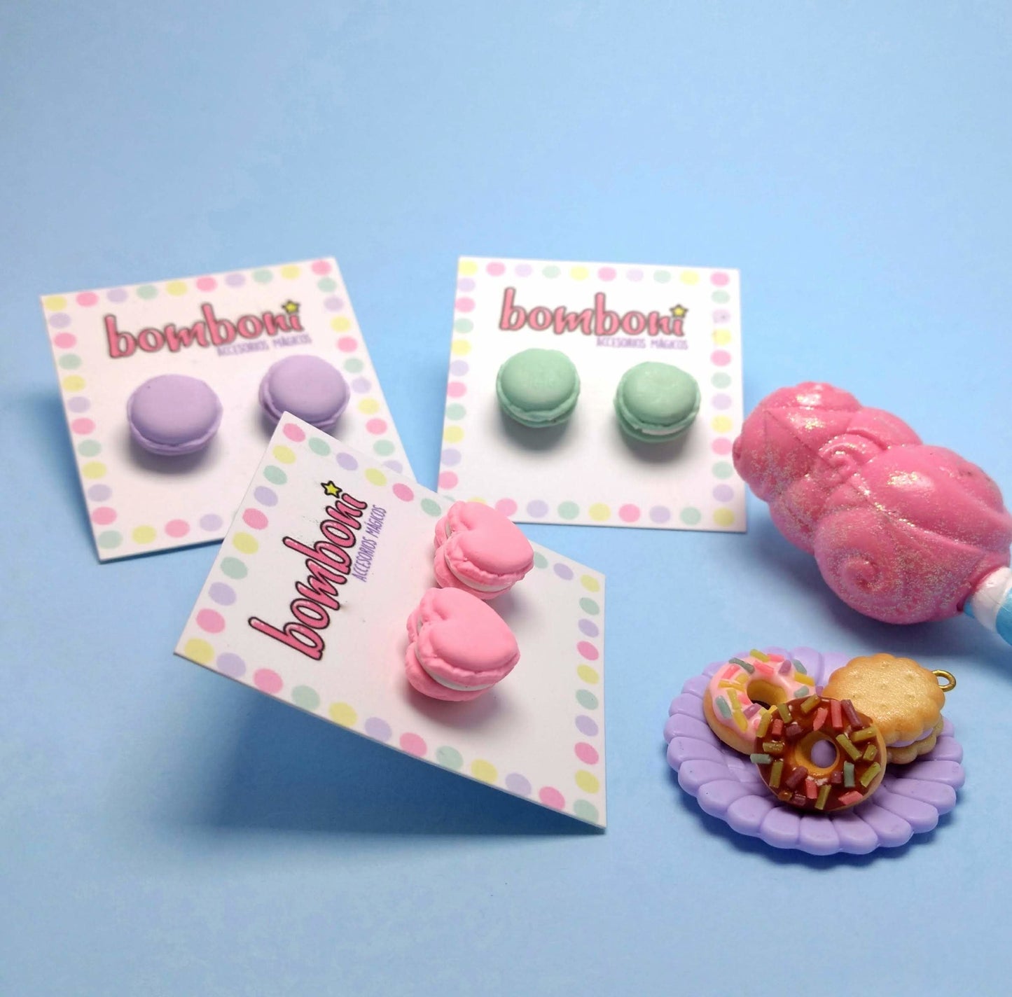 Aretes de macarons corazón