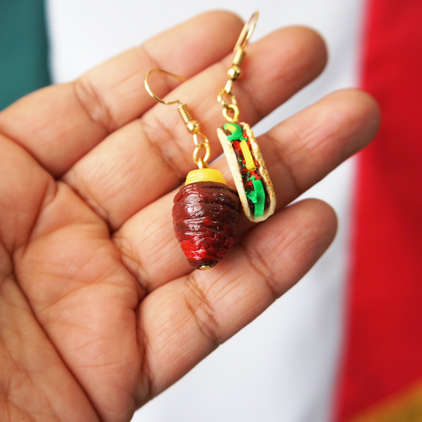 Aretes taquito de pastor y trompo ganchito