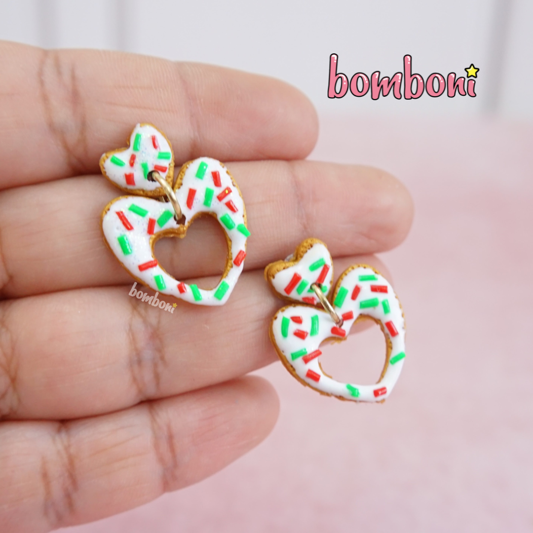 Aretes galleta navideña corazón