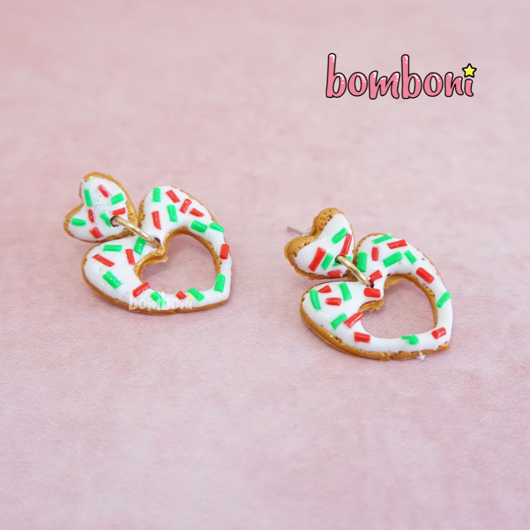 Aretes galleta navideña corazón
