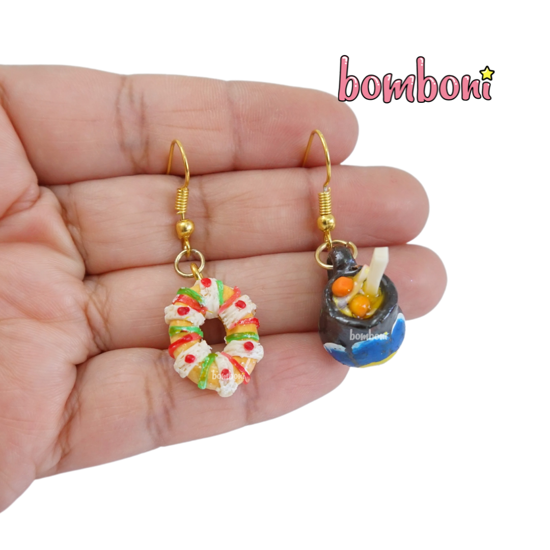 Aretes de rosca con ponche