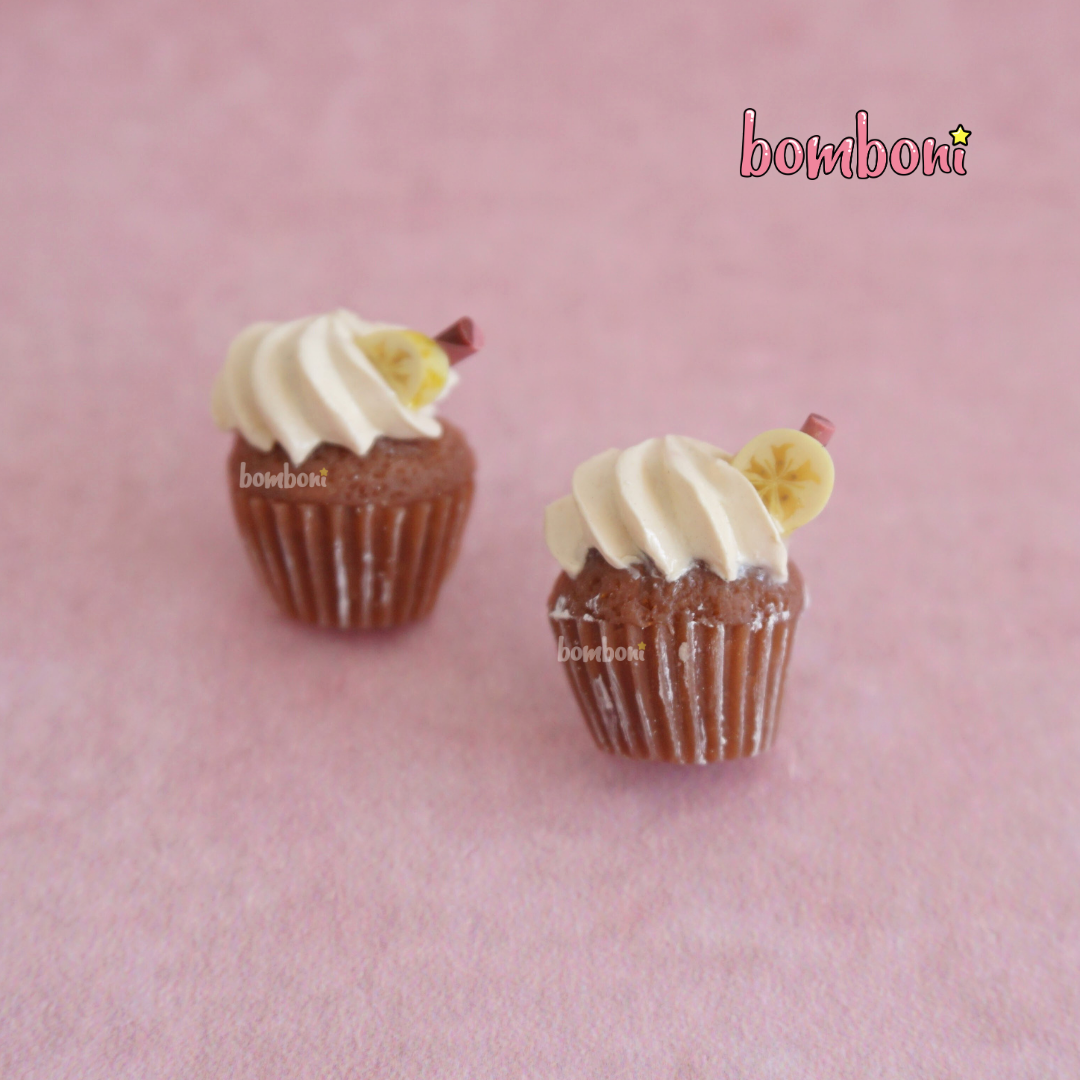 Aretes cupcake de chocobanana broquel