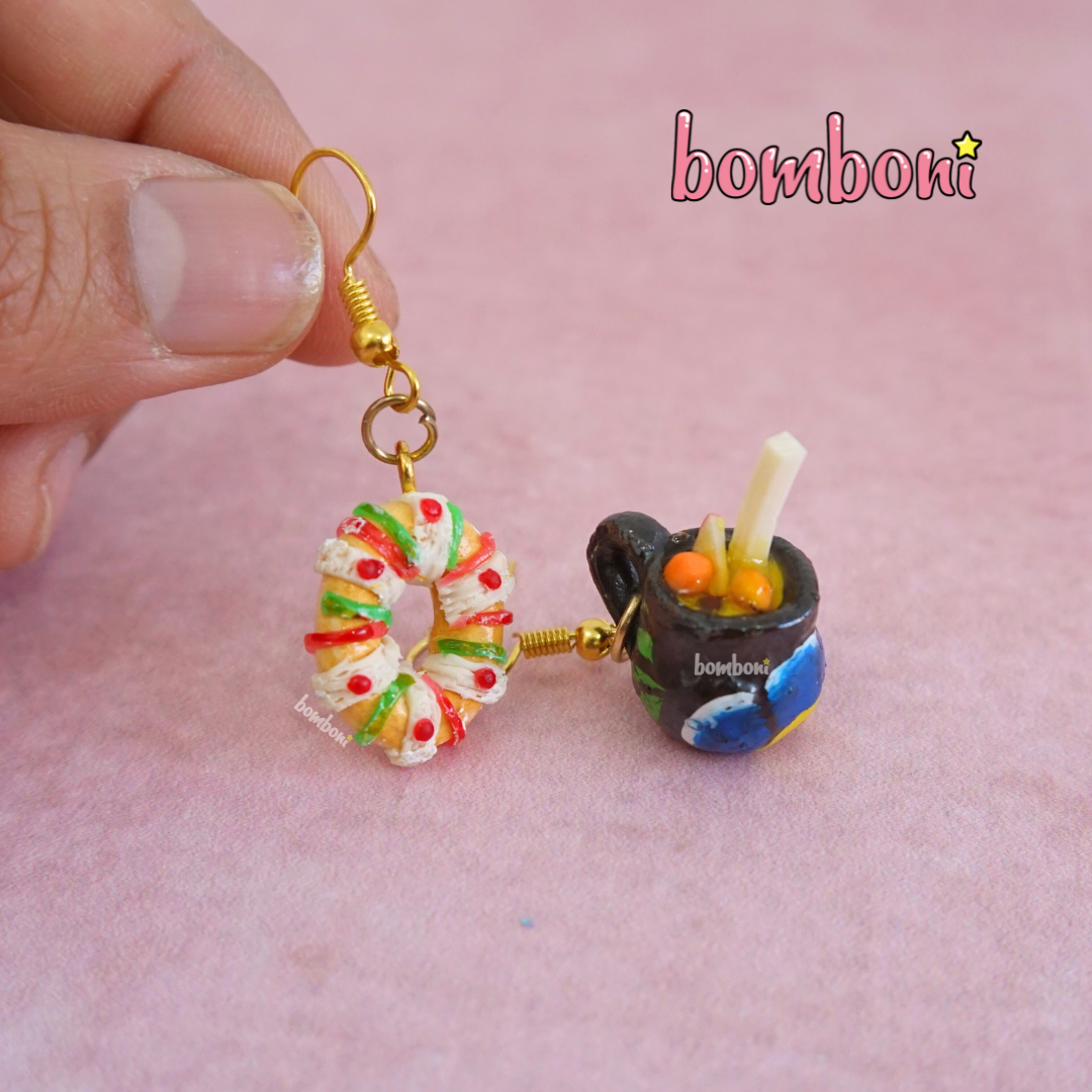 Aretes de rosca con ponche