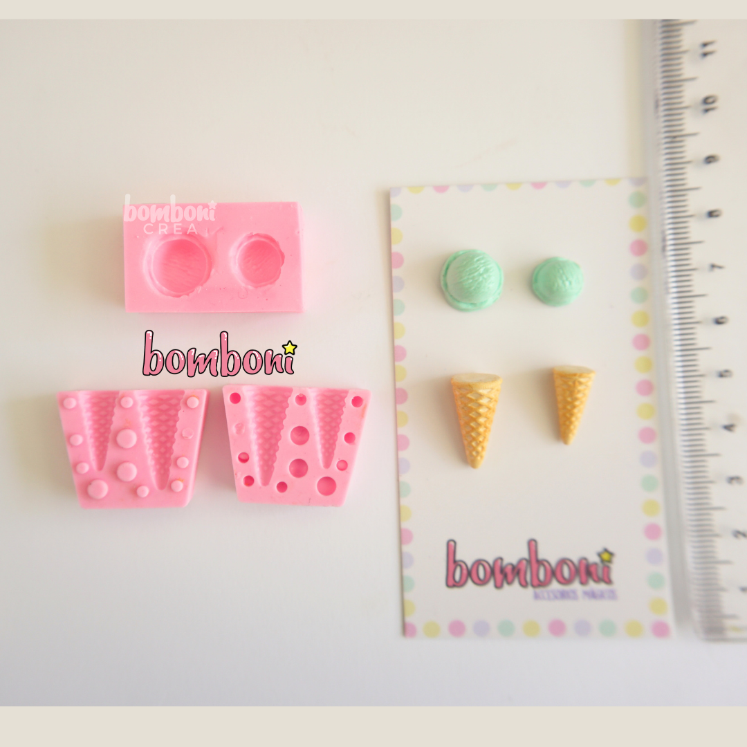 Molde mini conos 3d y bolas de helado