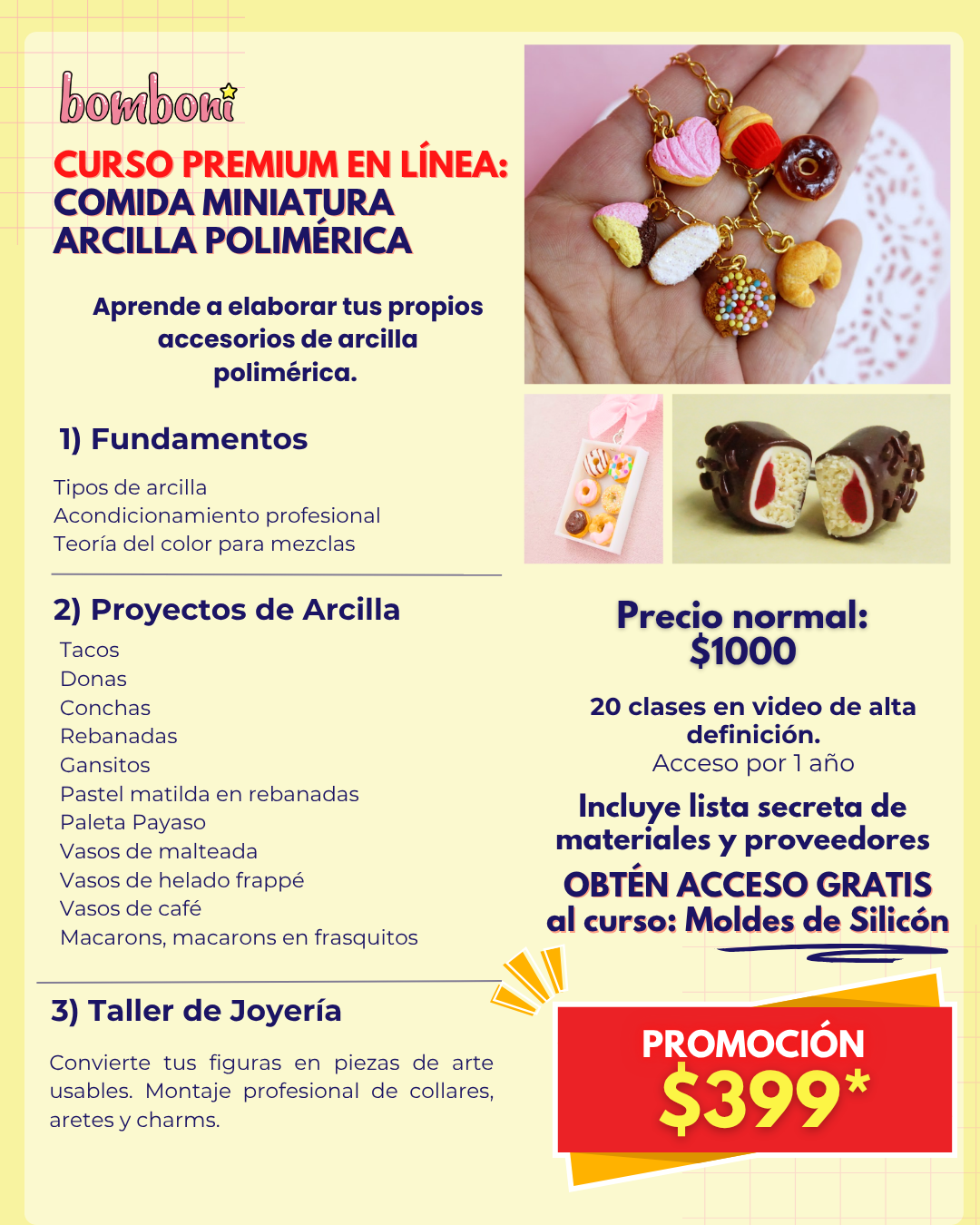Curso: Joyería de comida miniatura en arcilla polimérica